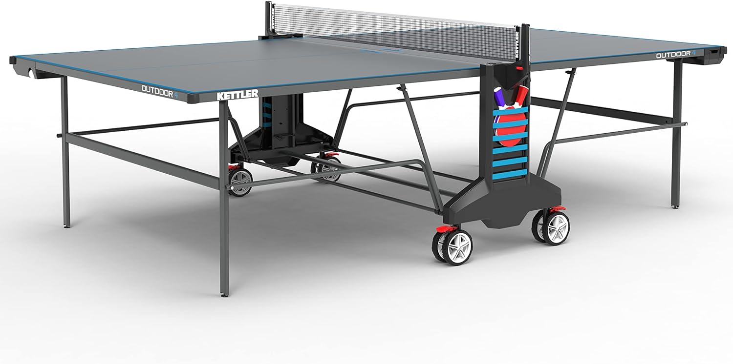 Gray KETTLER Outdoor 4 Ping Pong Table With 2-player Set