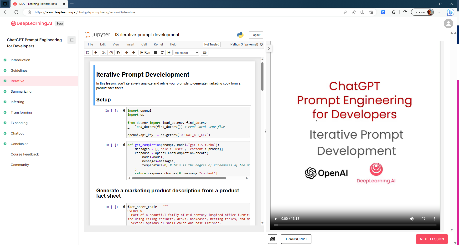 ChatGPT prompt engineering for developers, a course