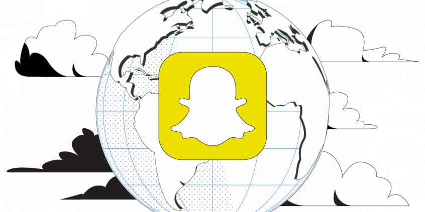 Snapchat logo on world map