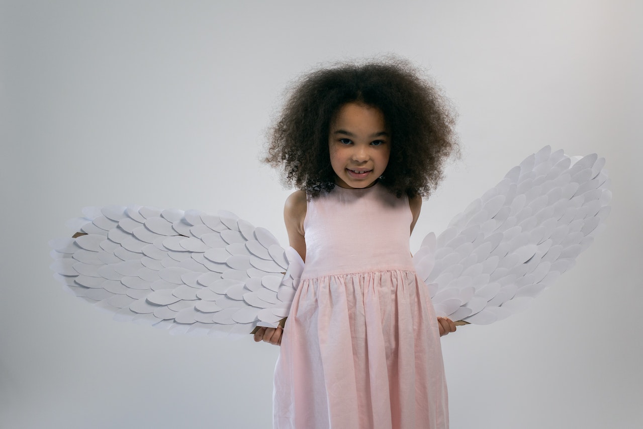 Adorable Black Girl in Angel Outfit 
