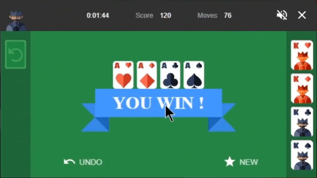 Google solitaire win preview