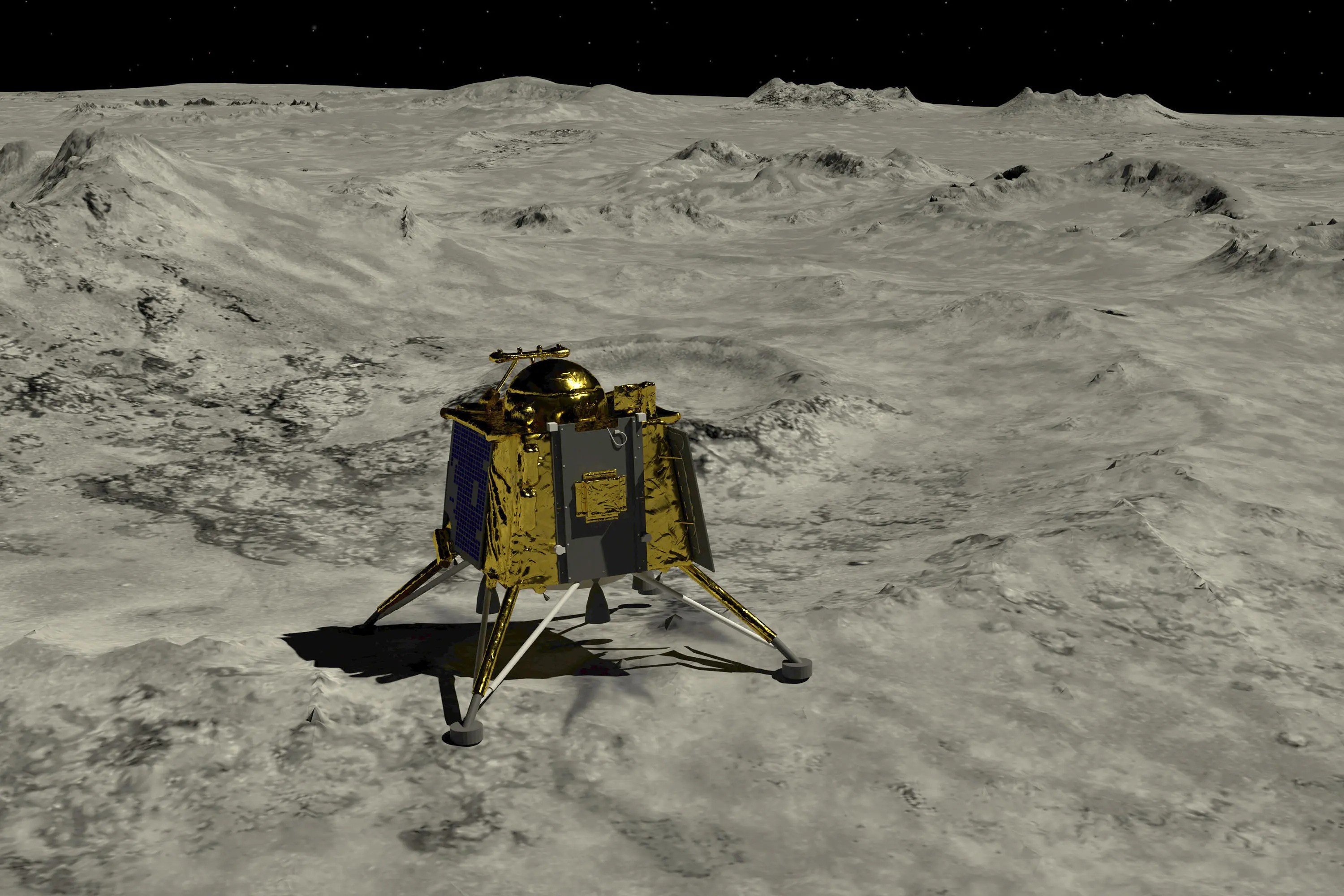 An illustration of the Chandrayaan-3 on the moon