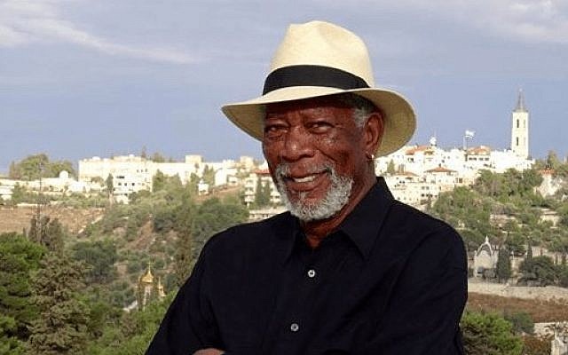Morgan Freeman wearing a black shirt