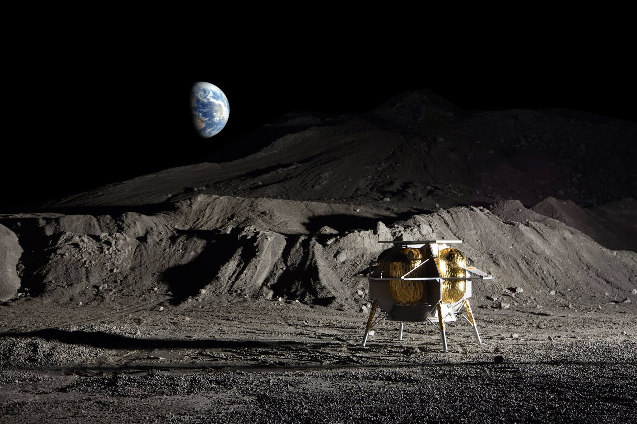 Peregrine Lunar Lander on space