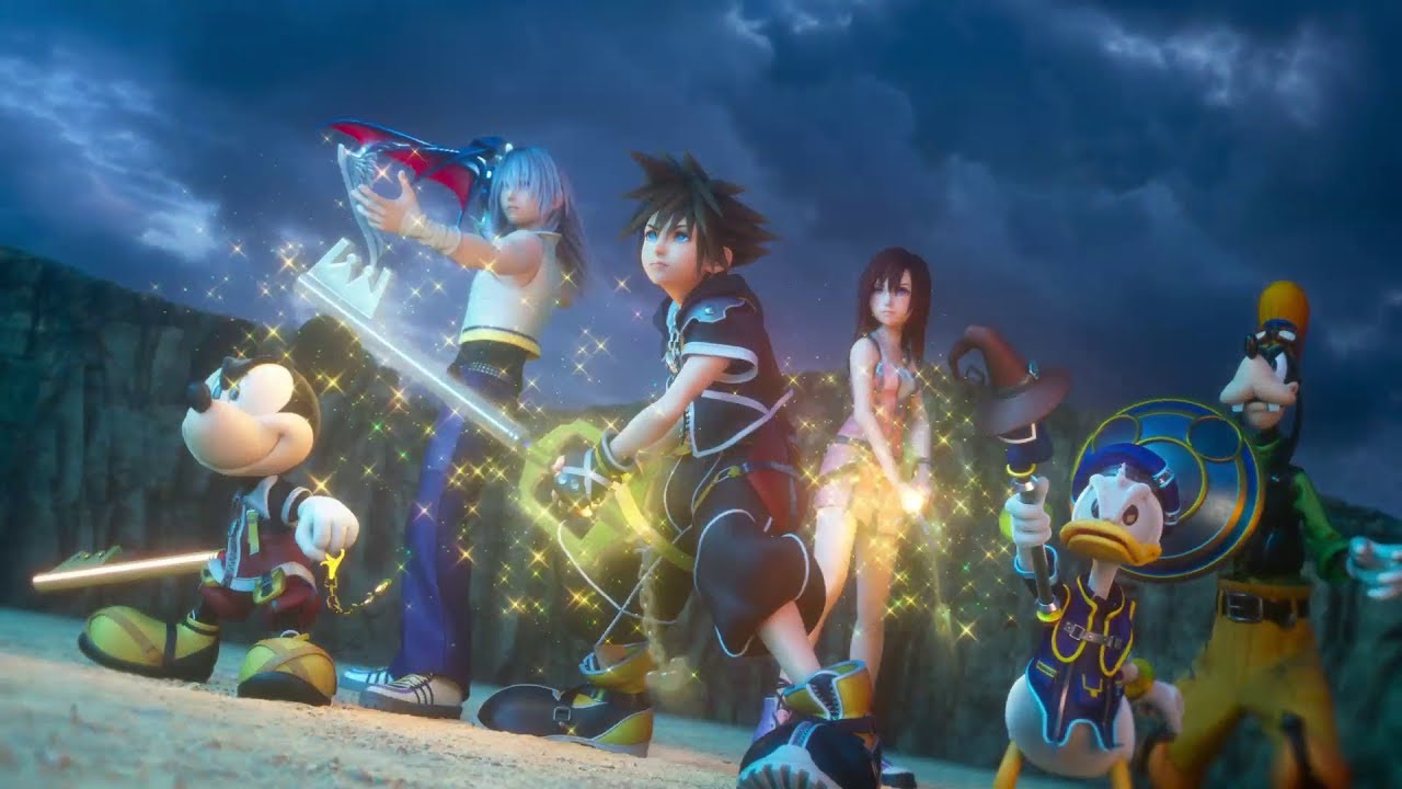 Sora and his friends in action