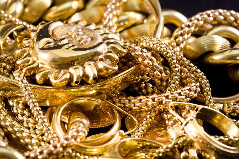 Pile of different gold jewelries