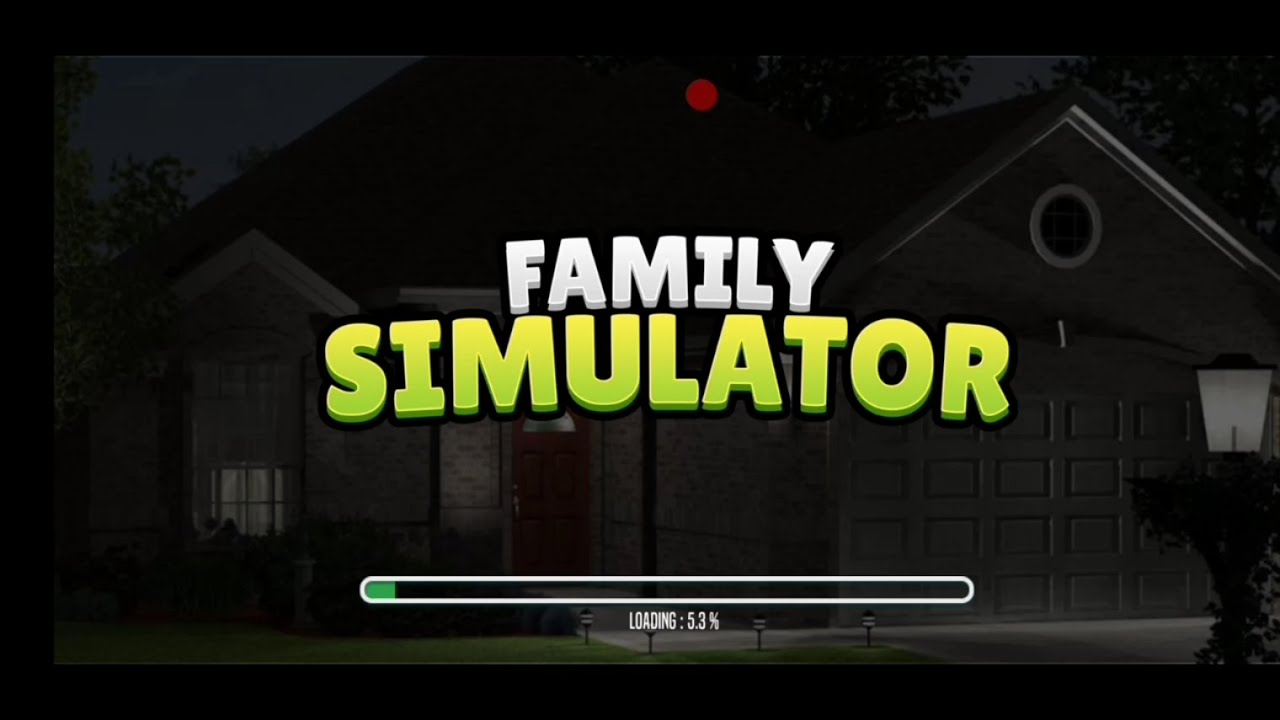 Video game titled "FAMILY SIMULATOR," with the progress bar indicating that the game is 53% loaded.