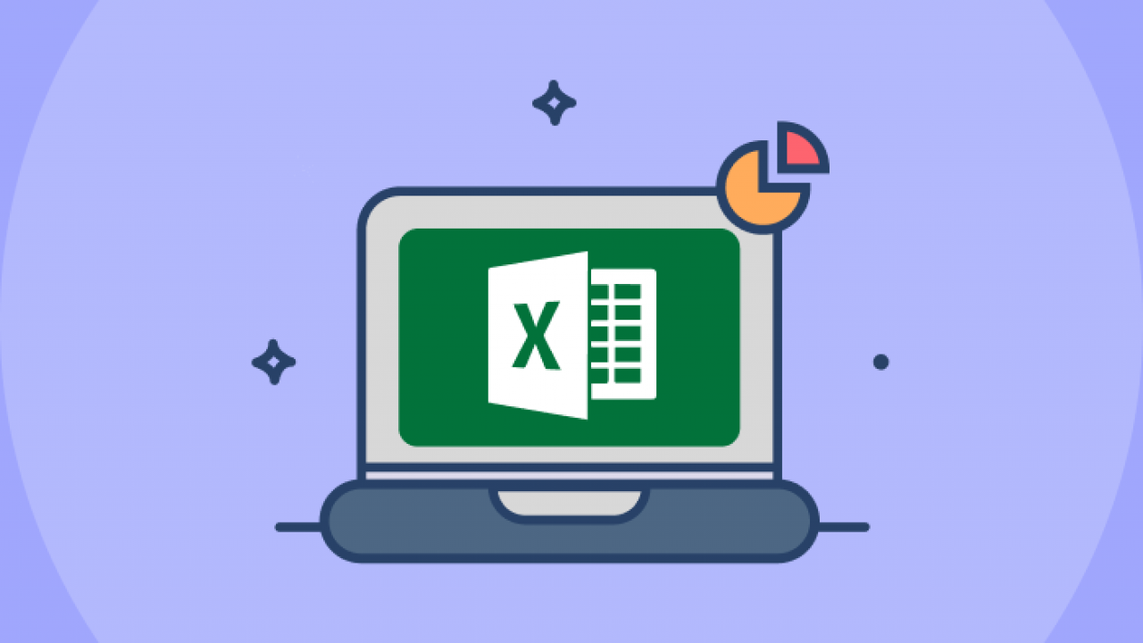 An illustration of  a laptop  displaying excel on its screen.