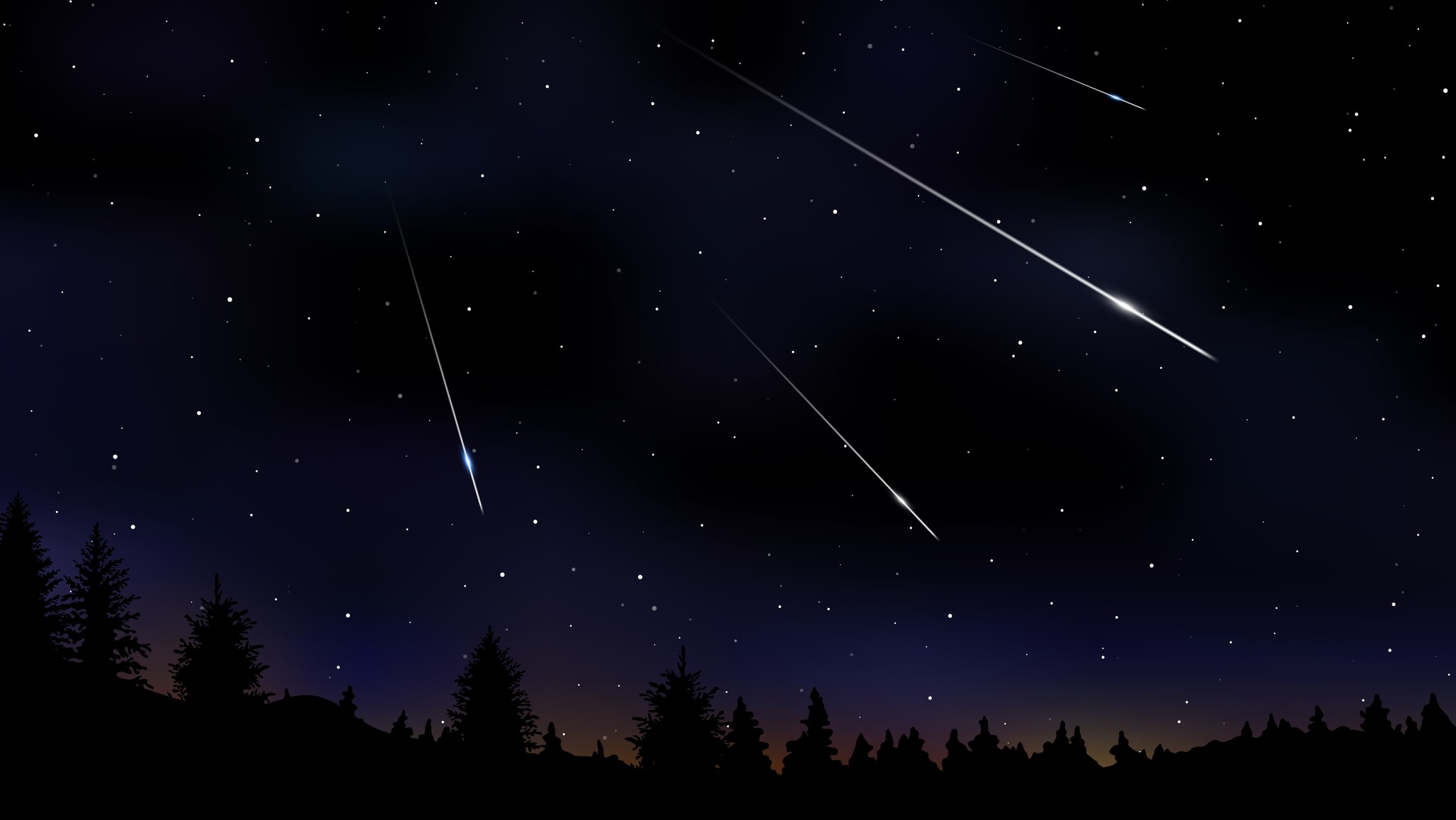 An illustration of meteor showers in the sky