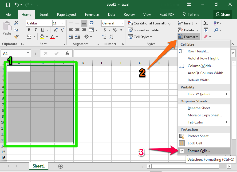 A green border around a cell in a spreadsheet