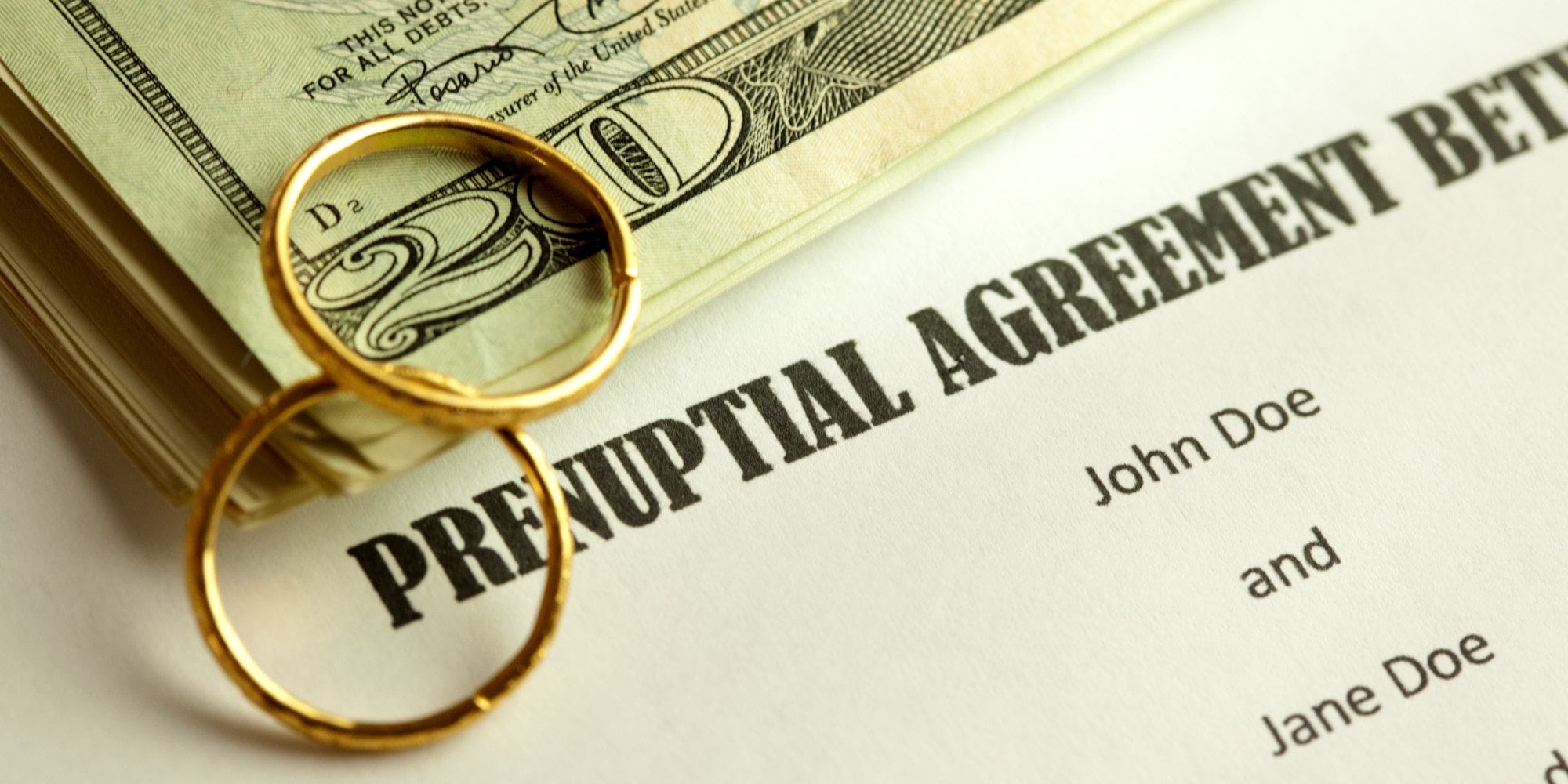 Prenuptial agreement, two rings, and money