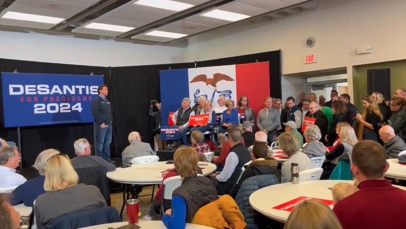 Republican presidential candidate and Florida Governor, Ron DeSantis is speaking during a campaign event, Jan. 3, 2023, in Waukee, Iowa
