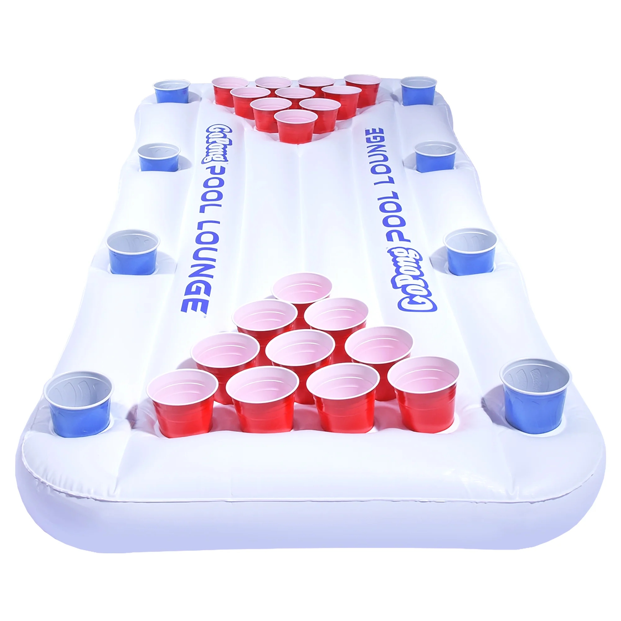White colored Floating Beer Pong Raft with cups