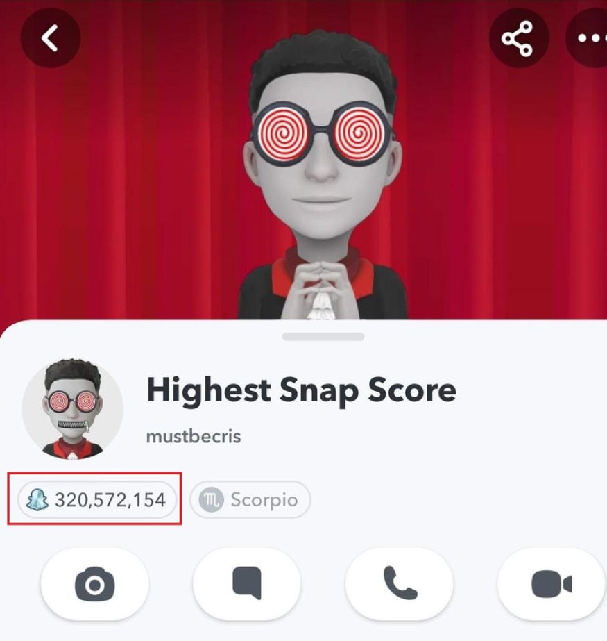 Snapchat id with the highest snapscore