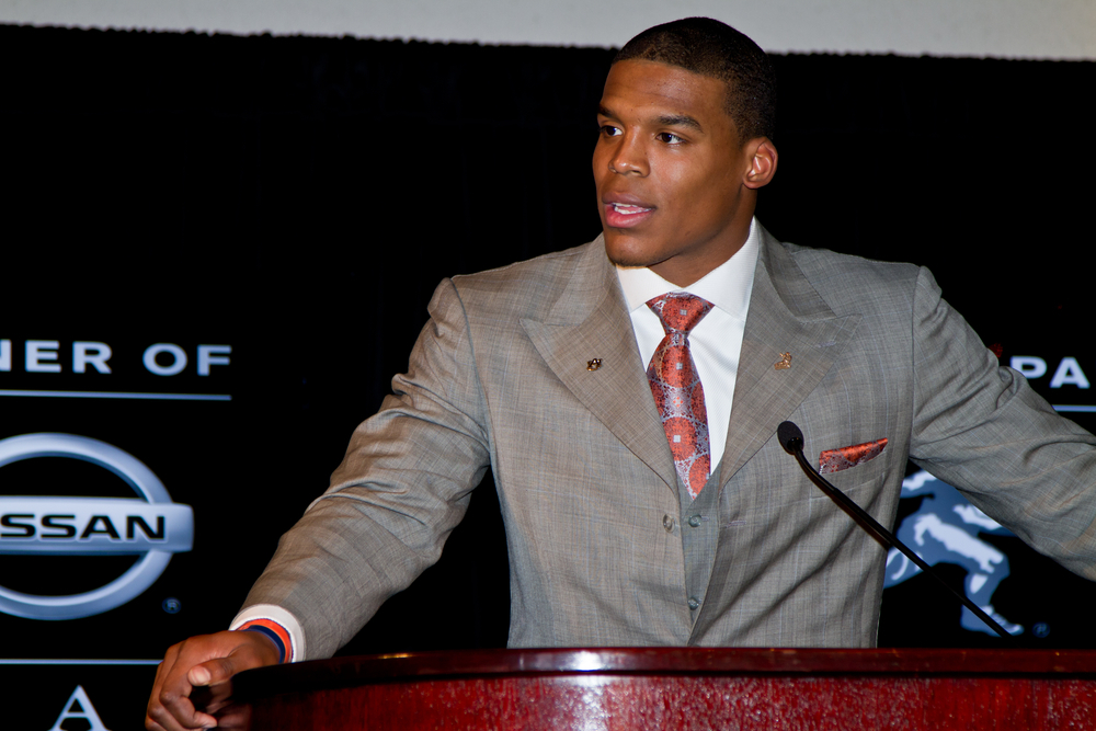 Cam Newton at a conference