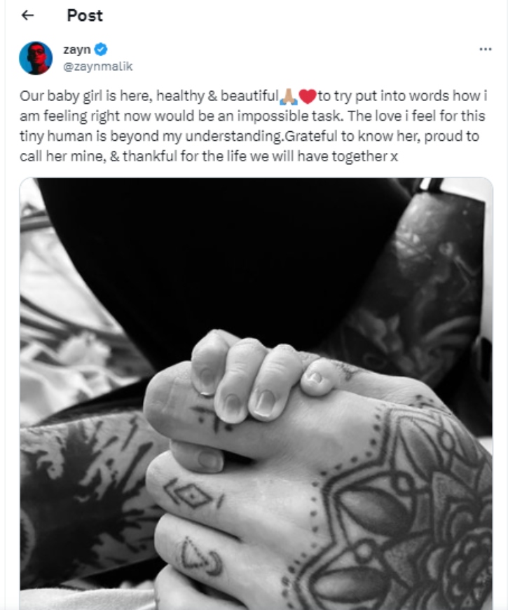 Gigi Hadid and Zayn Malik's Khai Instagram post