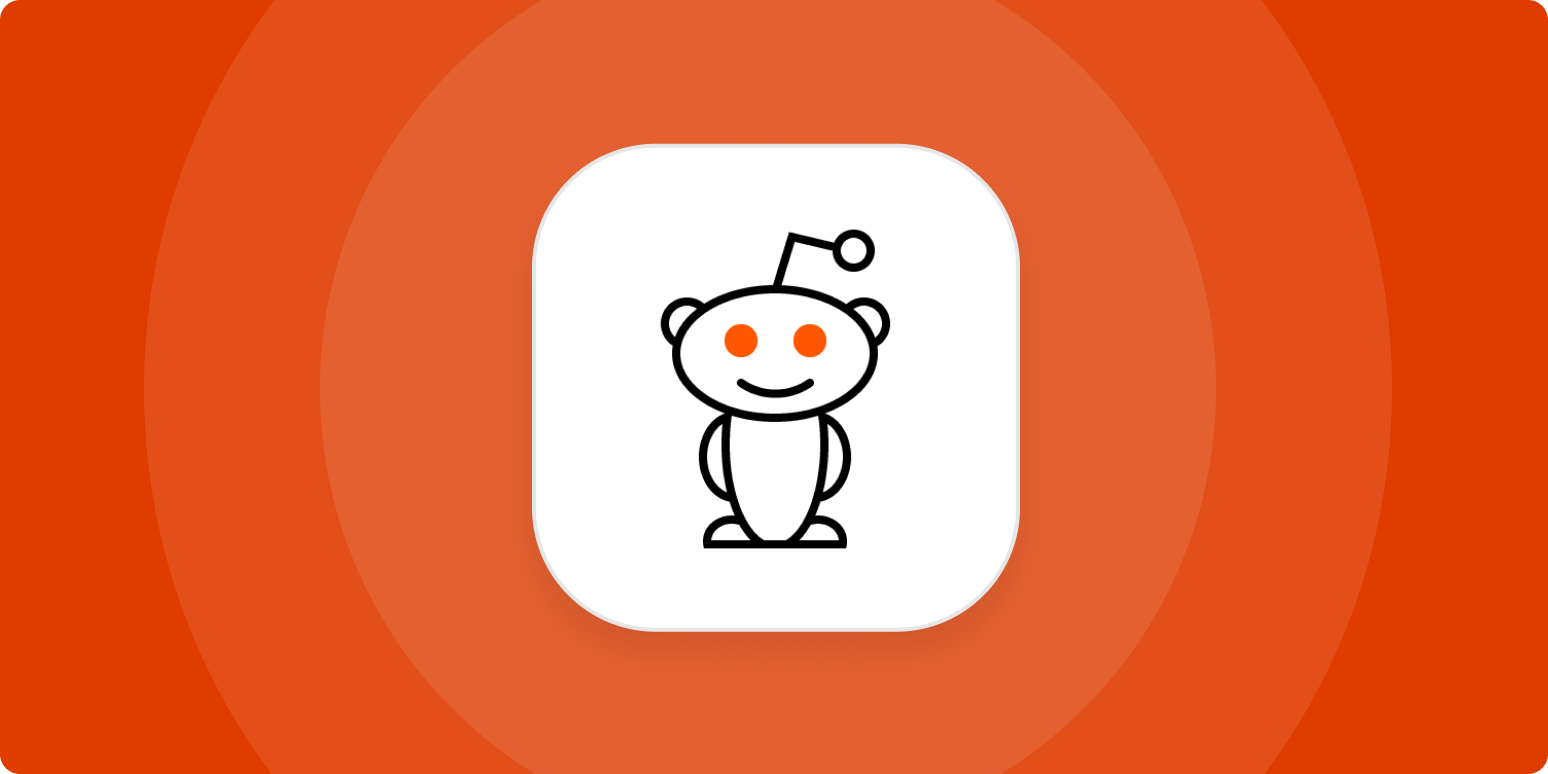 Simplified, stylized version of the Reddit mascot, Snoo, centered within a rounded square, likely representing the Reddit app icon on a mobile device.