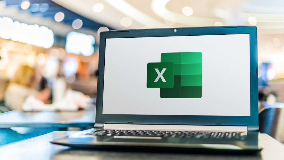 A laptop with icon of excel on screen.