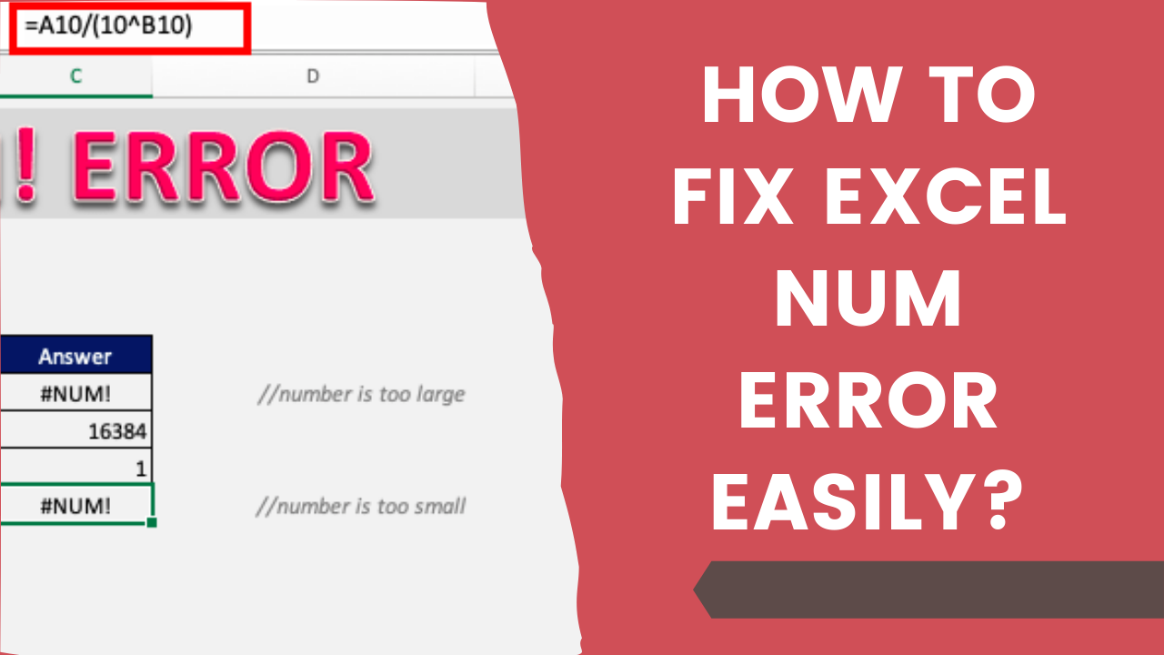 Tutorial or guide with a focus on how to address the "#NUM!" error in Microsoft Excel, indicating issues with numbers that are too large or too small for the program to process.