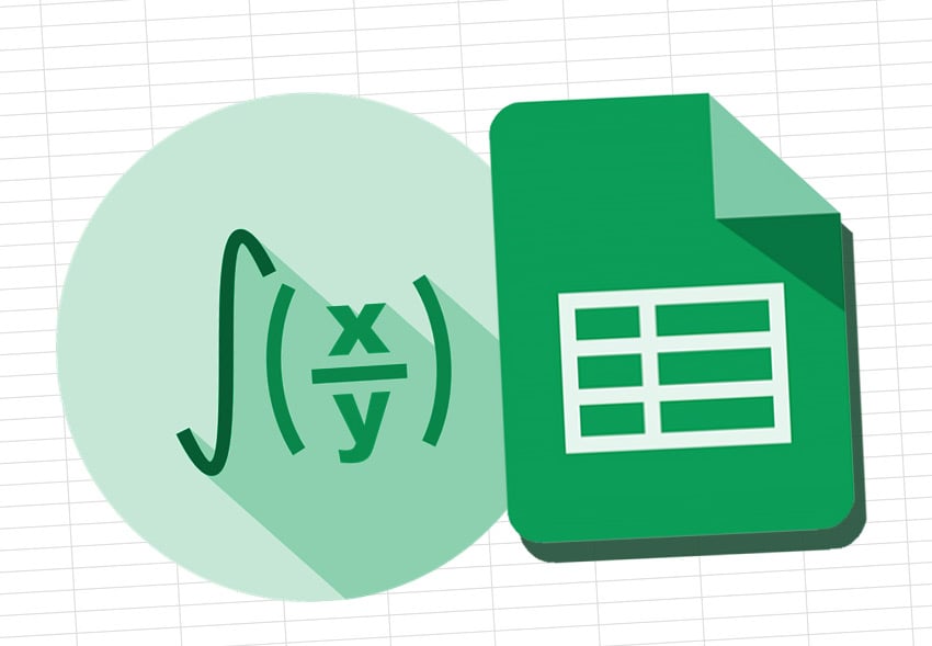 Google Sheets icon overlaid on a background that includes what appears to be a mathematical function, suggesting the use of Google Sheets for mathematical calculations or data analysis.