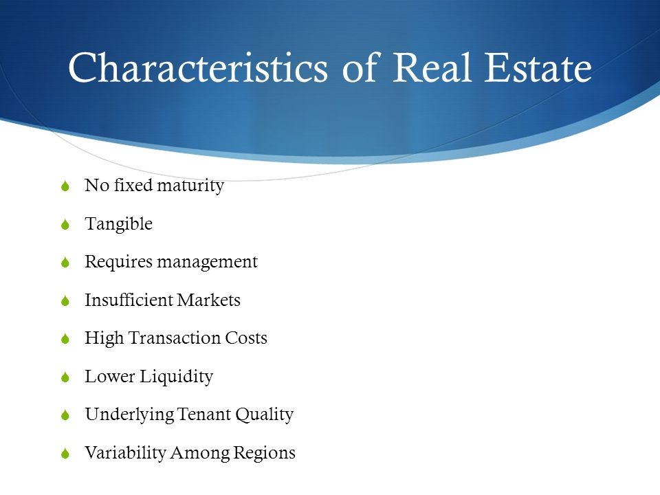 Characteristics of Real Estate banner
