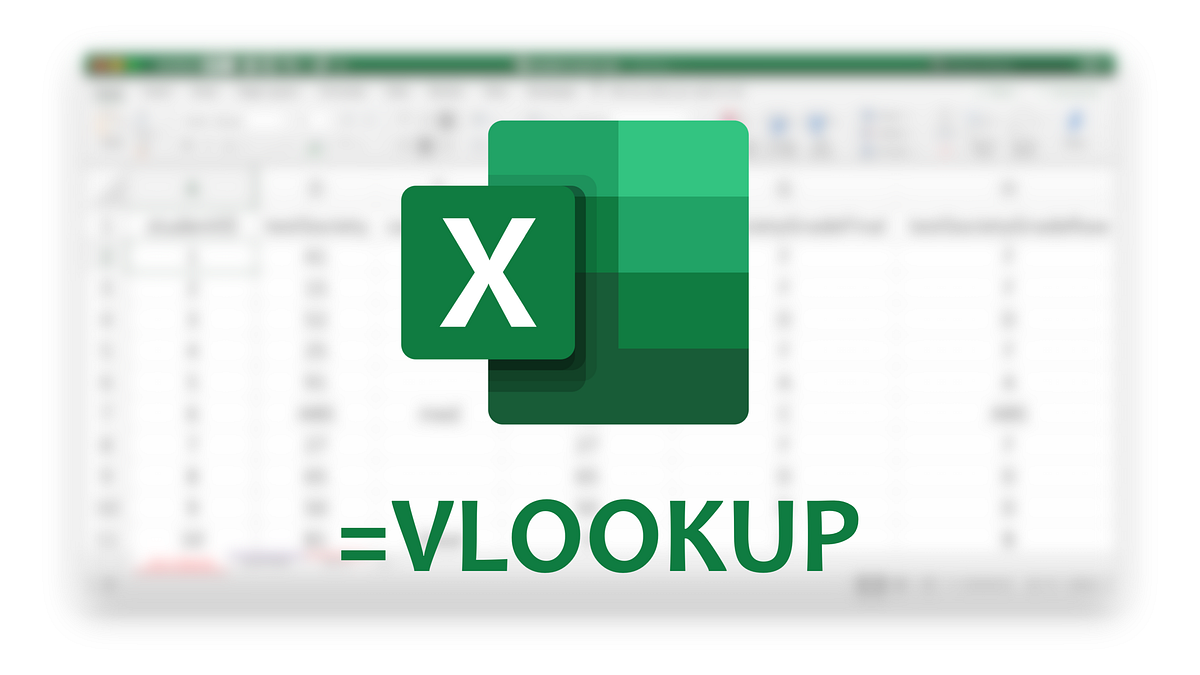 Microsoft Excel logo with the text "VLOOKUP" below it, suggesting a focus on the VLOOKUP function within the application.