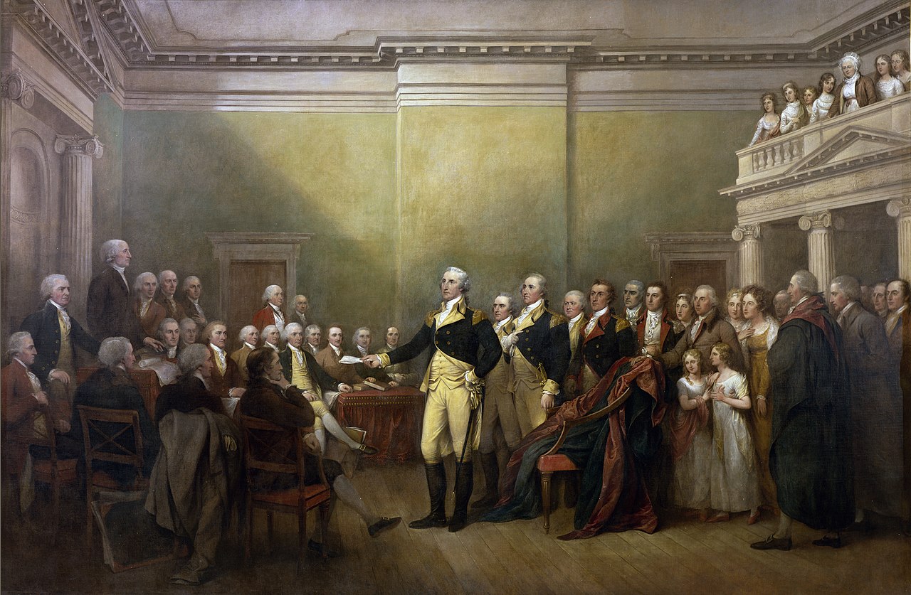 George Washington standing with the group of people.