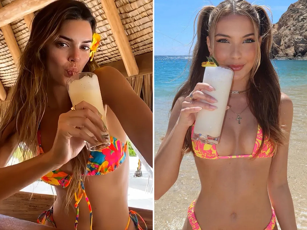 Lexi Rivera drink a shake on the beach