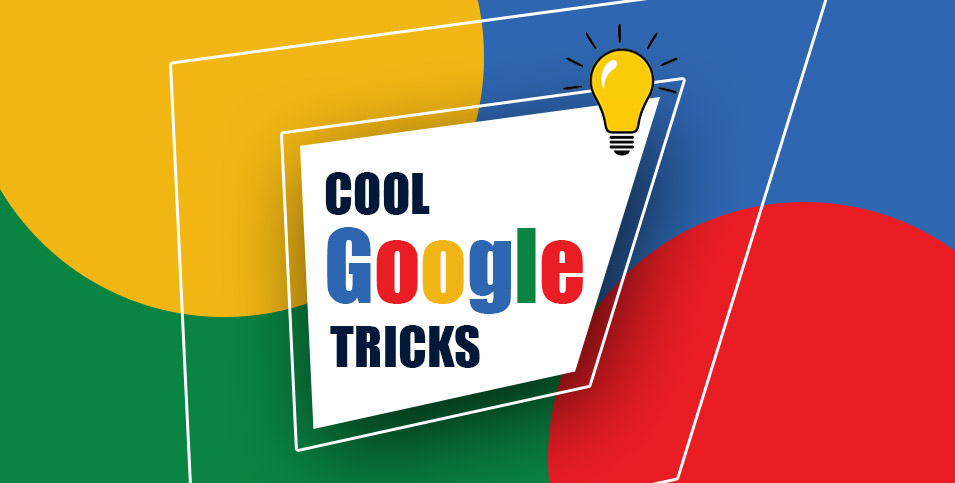 Text "Cool Google Tricks" written on colorful background.