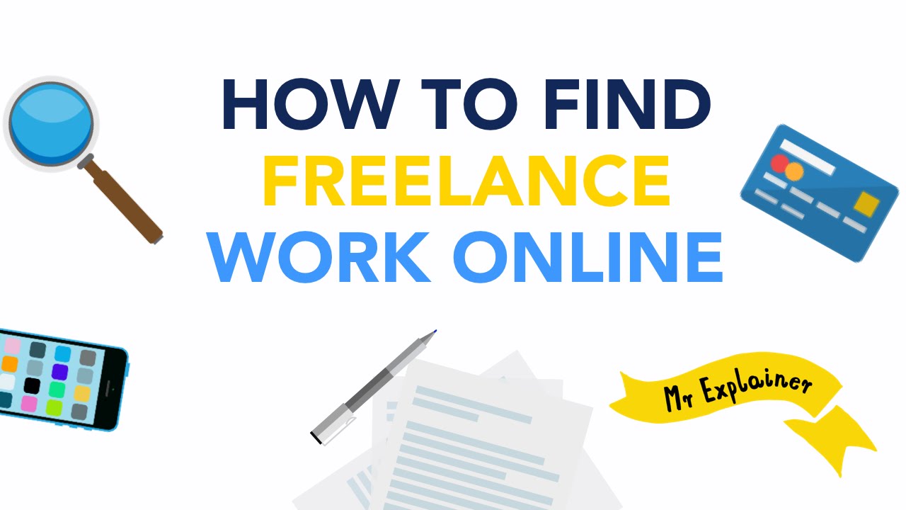 "How to Find Freelance Work Online" written on a white background.