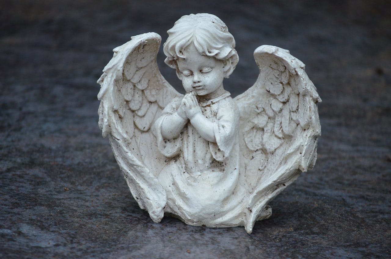Close-Up of a White Angel Figurine