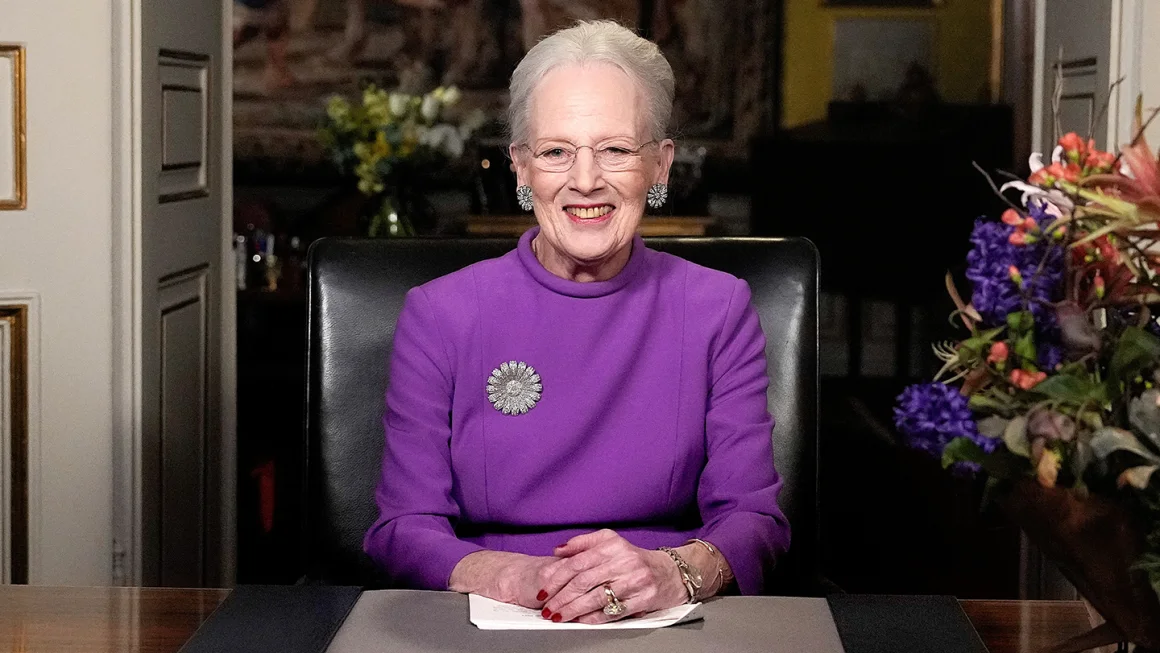 Queen Margrethe II gives a New Year's speech and announces her abdication from Christian IX's Palace, Amalienborg Castle, in Copenhagen, Sunday 31 December 2023.