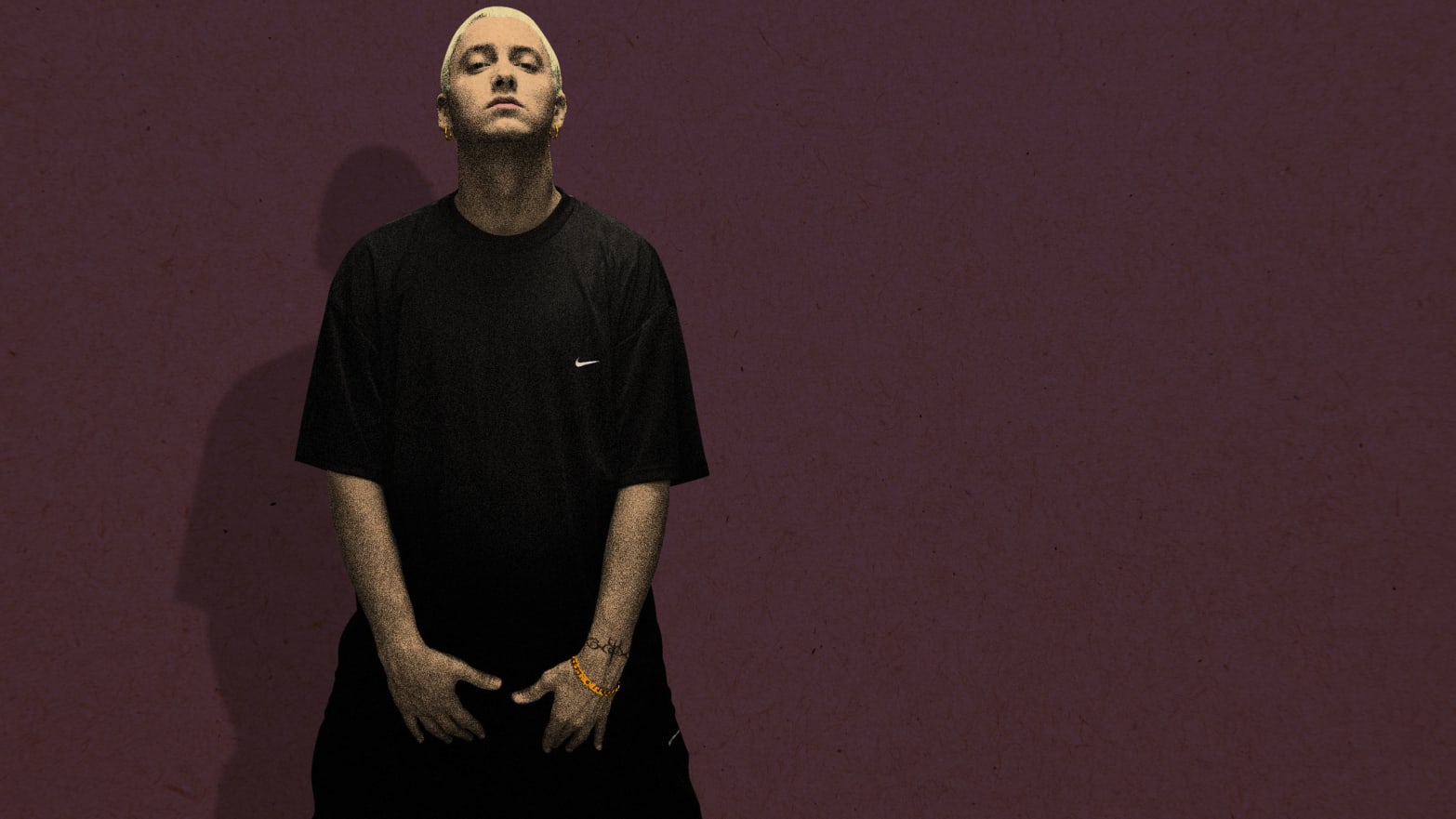 Eminem wearing a black shirt