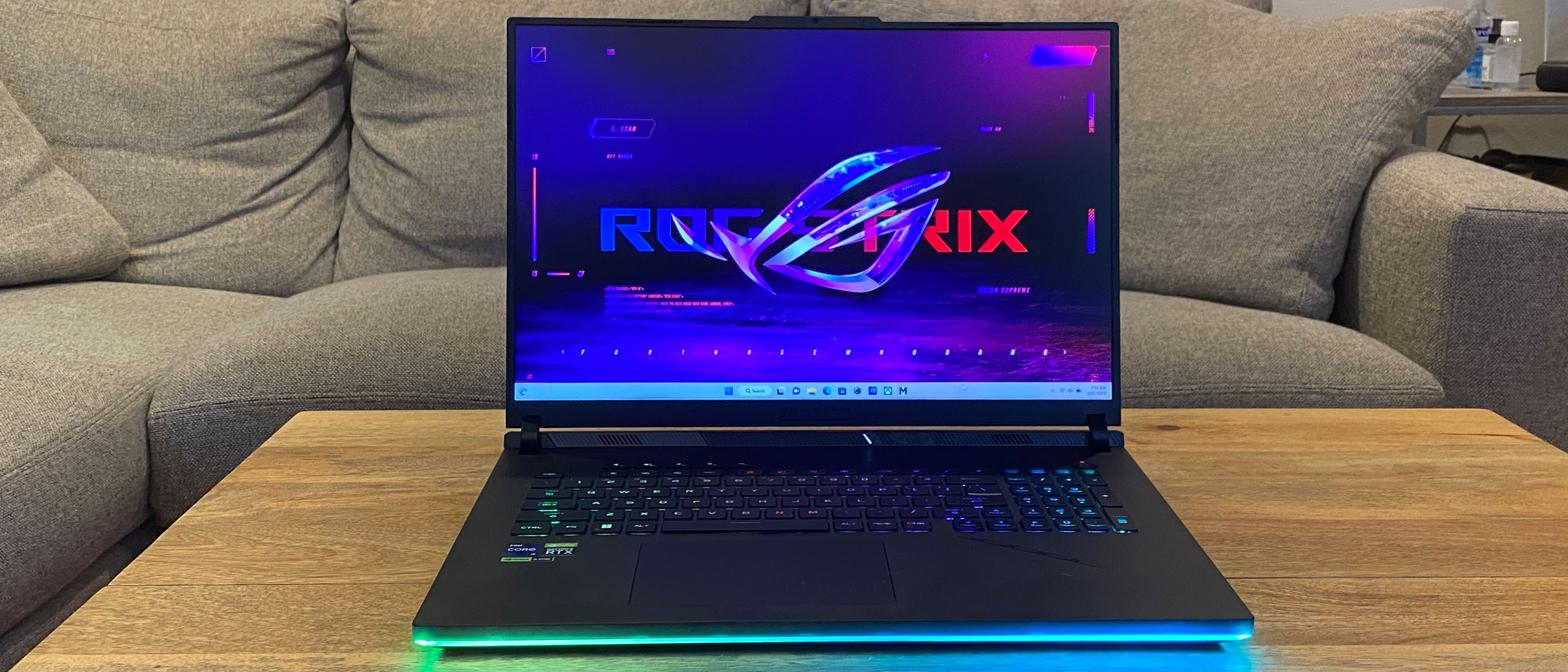 A black Asus ROG Strix Scar 18 laptop