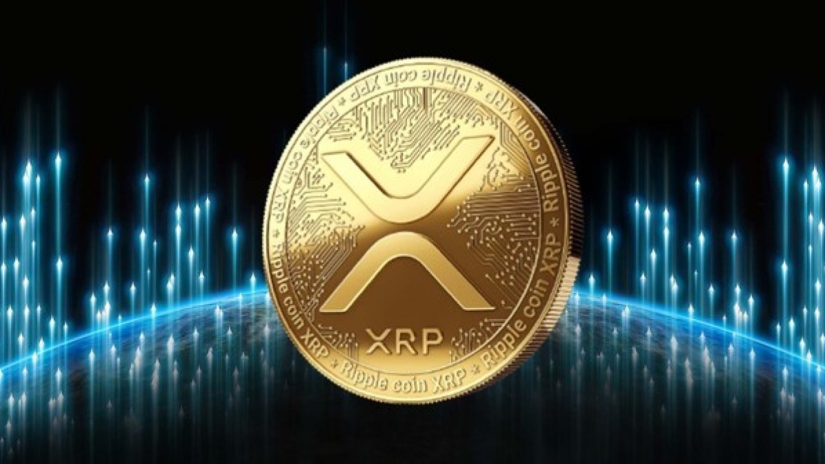 A gold Ripple XRP coin