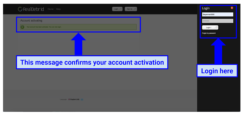 Account activation preview