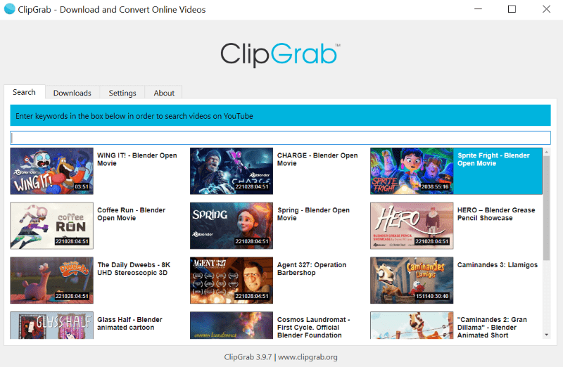 Screenshot of ClipGrab