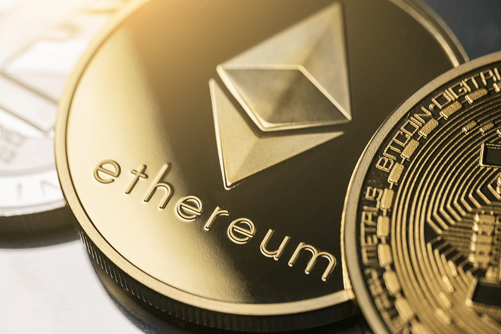 Close up of Ethereum coin