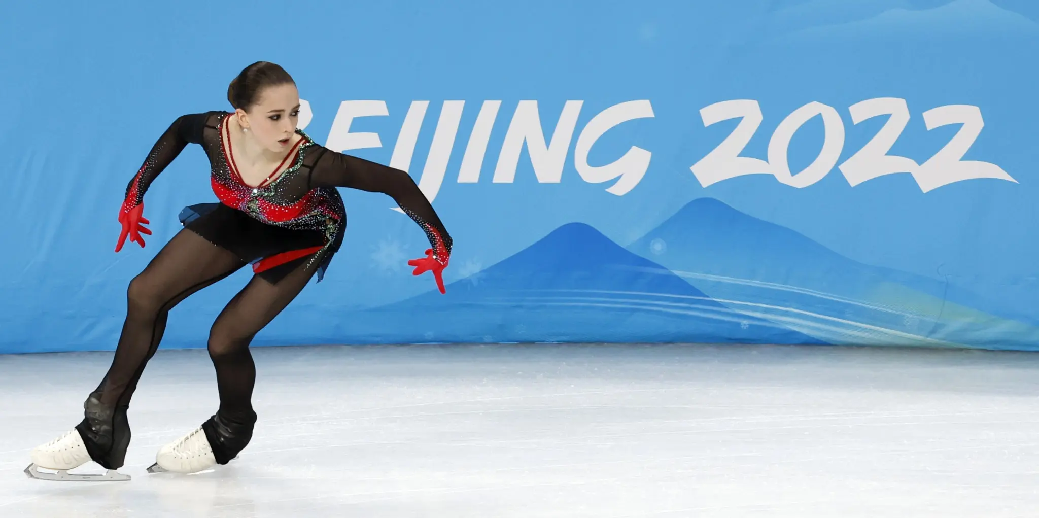 Kamila Valieva competes during the 2022 Winter Olympics.