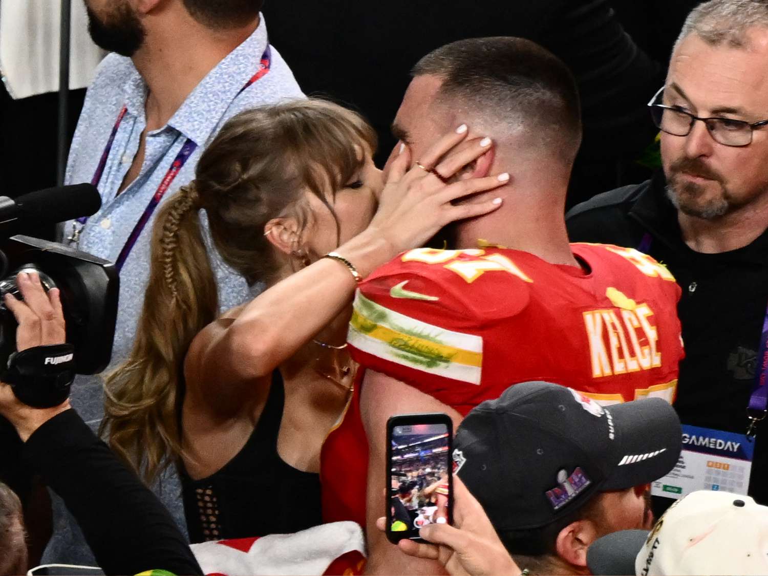 Taylor Swift and Travis Kelce Kissing After Chief's Victory at Super Bowl 2024