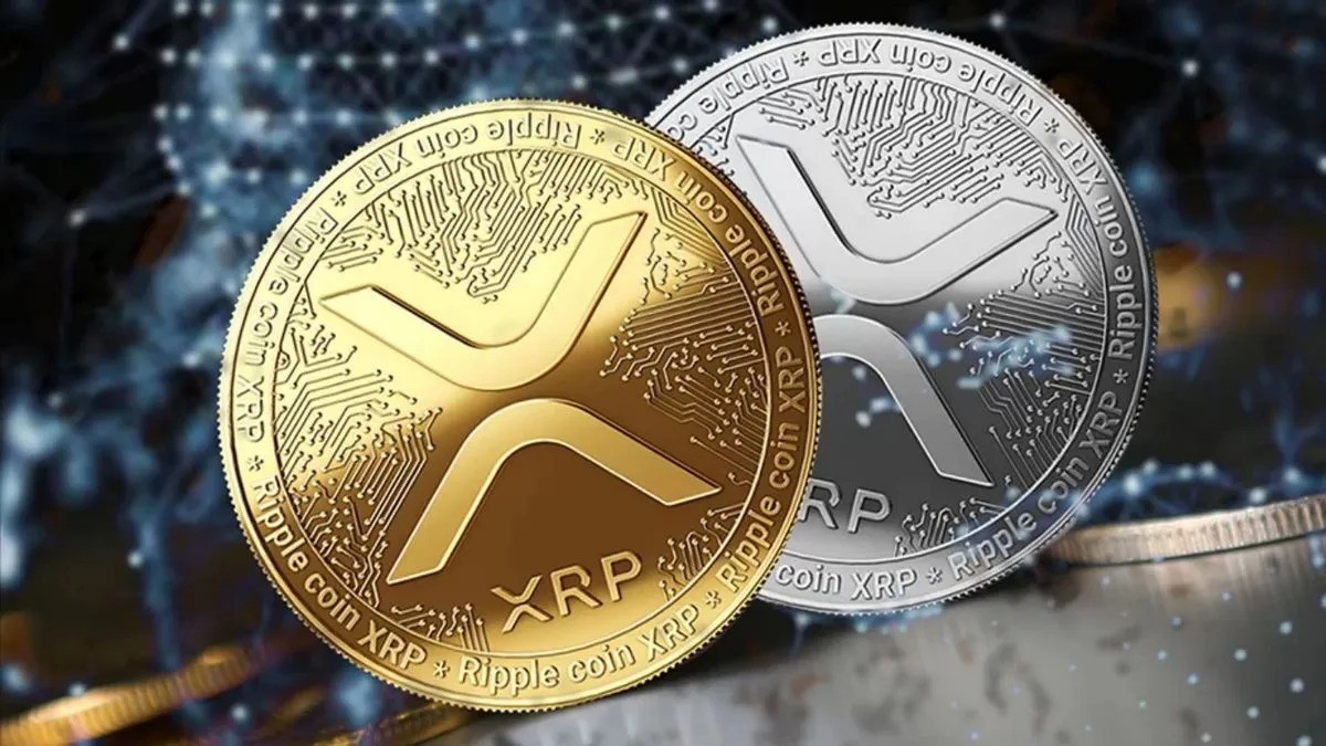 A gold and silver Ripple XRP coins