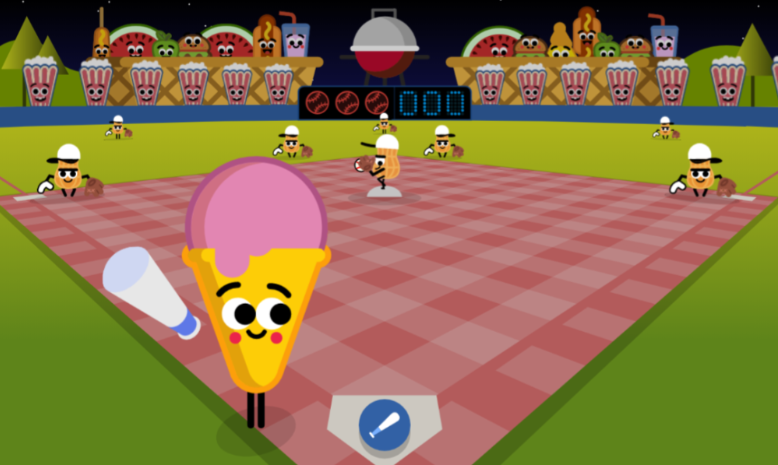 Google doodle baseball gameplay interface