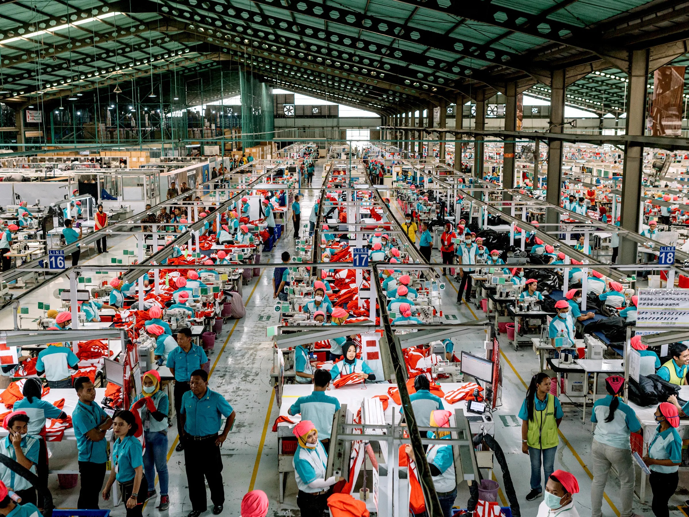 A fashion factory filled with workers